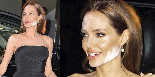 1. Angelina Jolie her zamanki gibi kusursuz görünüyor demek isterdik, tabi ki makyözü pudrayı yüzüne dağıtmayı tam olarak başarabilmiş olsaydı :)