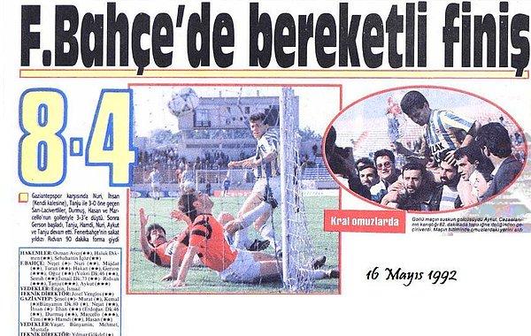 6. 1991-1992 sezonunda Fenerbahçe, Gaziantepspor'u 8-4 yenmiştir.Bu Türkiye Birinci Futbol Ligi'nin en gollü maçıdır.