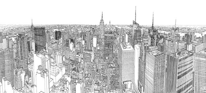 Patrick Vale çizimiyle hızlandırılmış olarak NYC'yi hayata getiriyor
