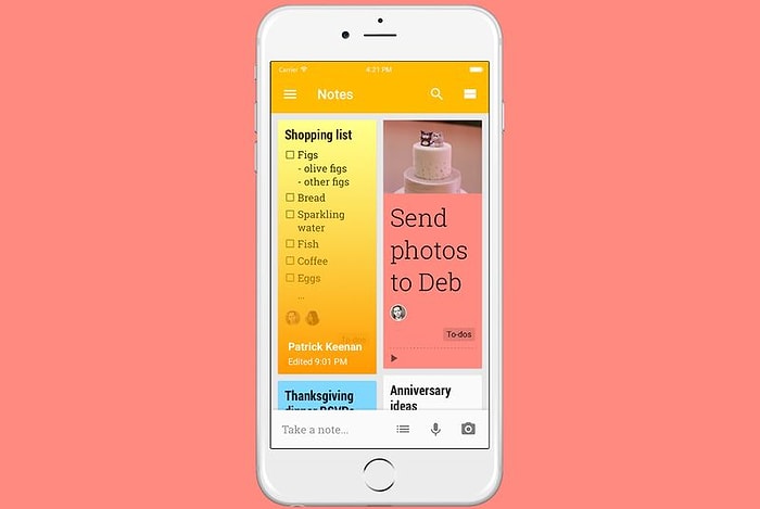 Google Keep iOS'a Geldi