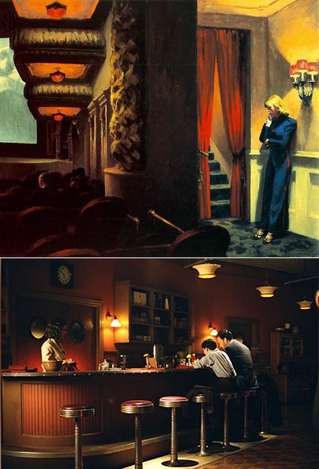 4. Sam Mendes'in yönetmenliğini yaptığı Azap yolu ve Edward Hopper'ın New York Movie adlı eserinden