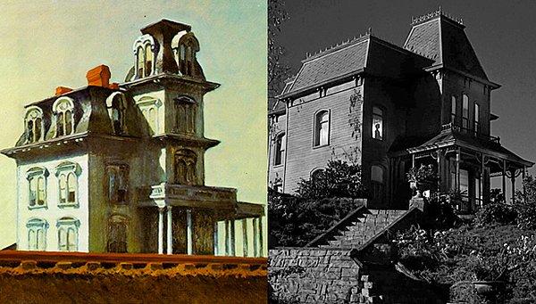 11. Alfred Hitchcock'un Sapık adlı filmi ve Edward Hopper'ın  House By The Rail Road adlı tablosundan