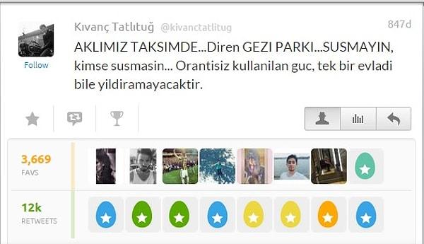 3. Kıvanç Tatlıtuğ'un Gezi tweeti