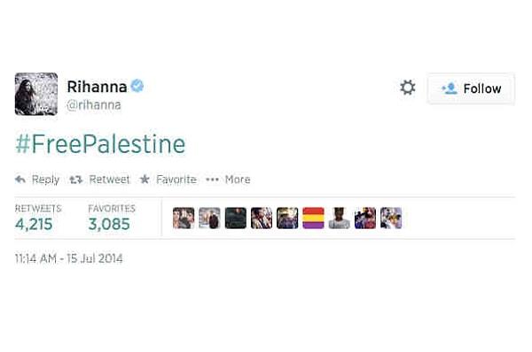 15. İsrail saldırılarından sonra Rihanna'nın attığı Filistin'e özgürlük tweeti