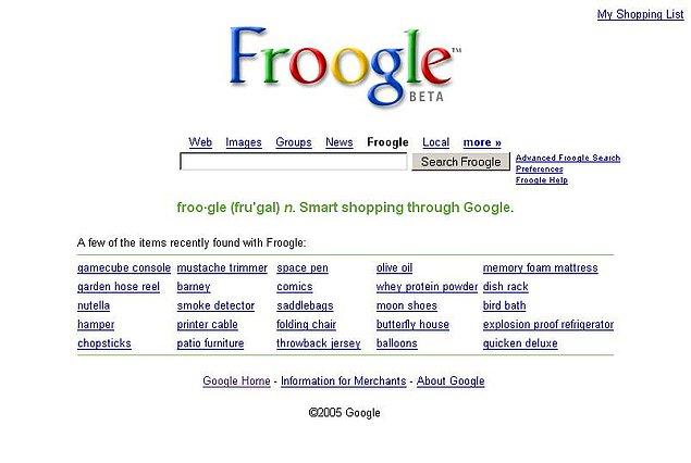 17. Froogle'ın (2012 yılında Google Alışveriş adını alır) kullanıma sunulmasıyla kullanıcılar artık satın almak amacıyla arama yapabilmeye başlar. (2002)
