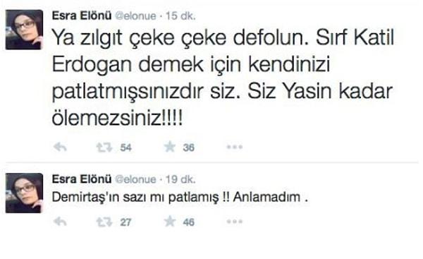 18. 4 kişinin öldüğü 100'den fazla insanın yaralandığı HDP mitinginden sonra gazeteci Esra Elönü'nün tweeti