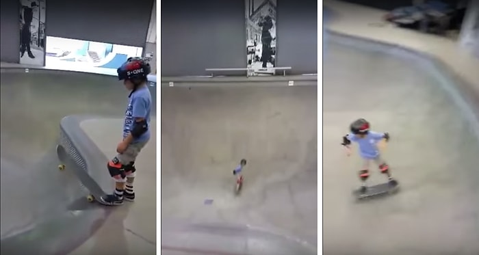 Yaptığı Hareketlerle Profesyonellere Taş Çıkartacak İnanılmaz Yetenekli Ufak Kaykaycı