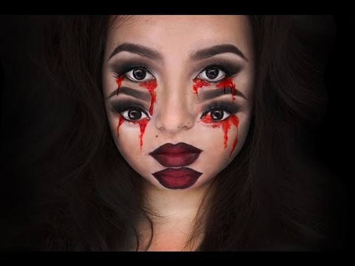 İlginç Görünümüyle Cadılar Bayramında Etrafınızdakileri Korkutacak Kanlı Çifte Makyaj