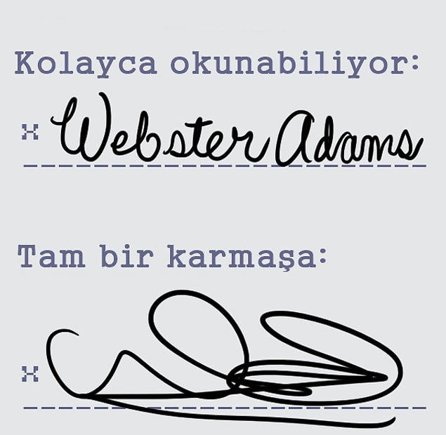 5. Peki imzanda ismin kolayca okunabiliyor mu yoksa tam bir karmaşa gibi mi görünüyor?