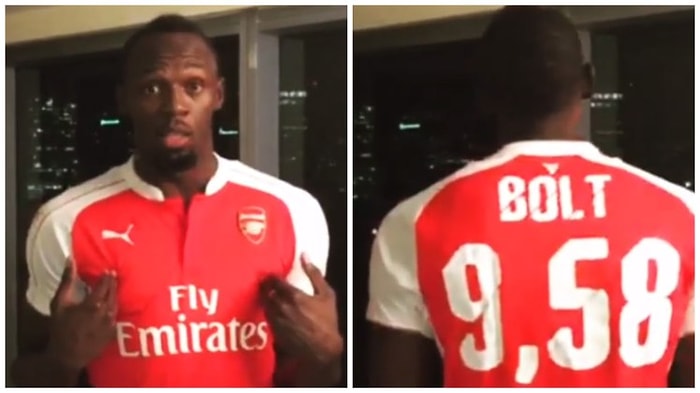 Manchester United Taraftarı Olan Usain Bolt Kaybettiği Bir İddia Sonucu Arsenal Forması Giydi