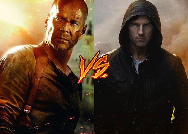 16. 5 serilik filmlerinin adrenalini seven iki karakteri. Zor Ölüm serisinden John McClane, Görevimiz Tehlike serisinden Ethan Hunt'a karşı.