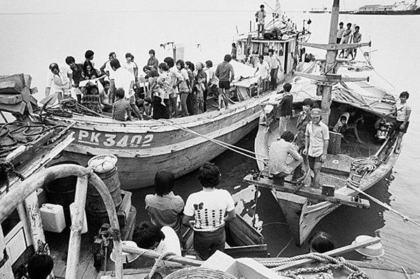 18. Balıkçı tekneleriyle Darwin'e varan Vietnamlı göçmenler. (1977)