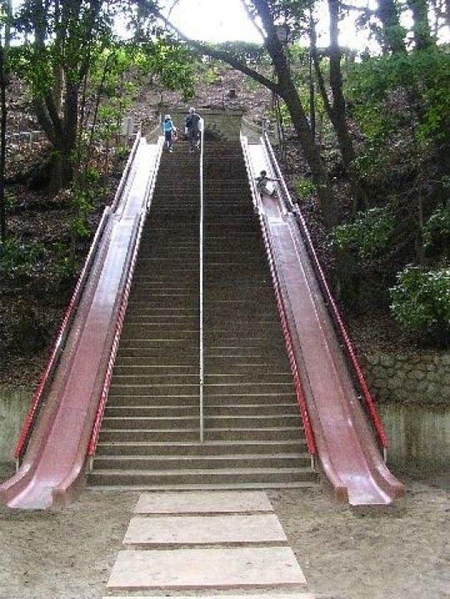 2. Slides instead of long and boring stairs.
