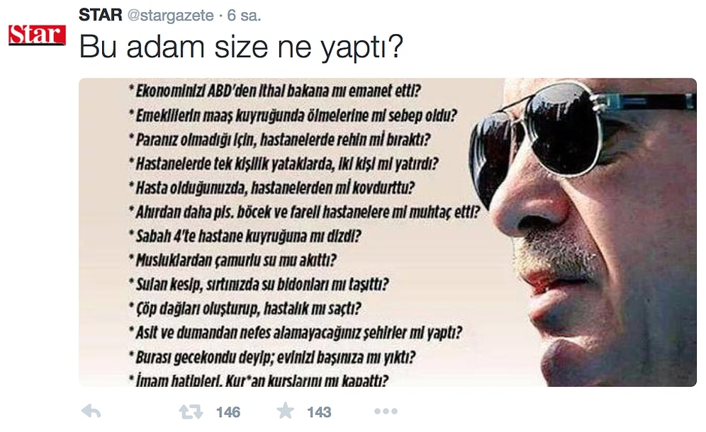 Star Gazetesi'nin Gece Geç Saatlerde Attığı 'Bu Adam Size Ne Yaptı?' Tweeti Sosyal Medyayı Salladı