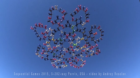 202 Paraşütçünün Gökyüzünde El Ele Tutuşarak Yaptıkları Dünya Rekoru Atlayışı