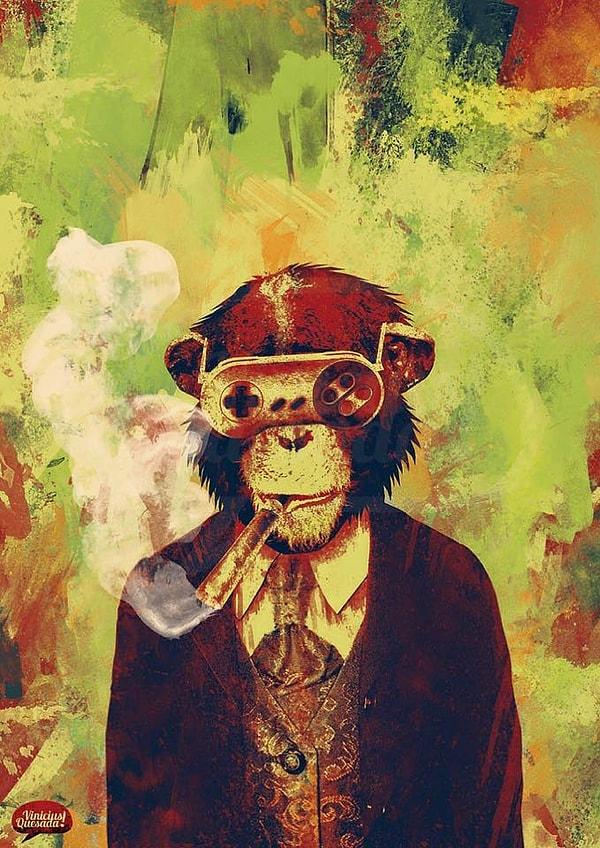 Sigara içen maymun.
