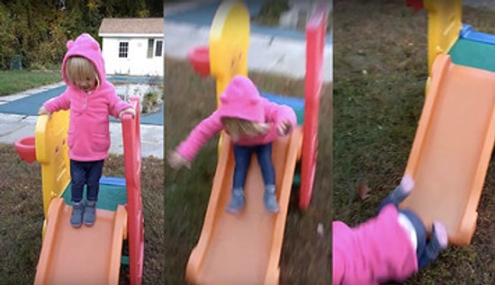 Kaydıraktan Düşse Bile Başarmanın Mutluluğunu Yaşayan Ufaklık