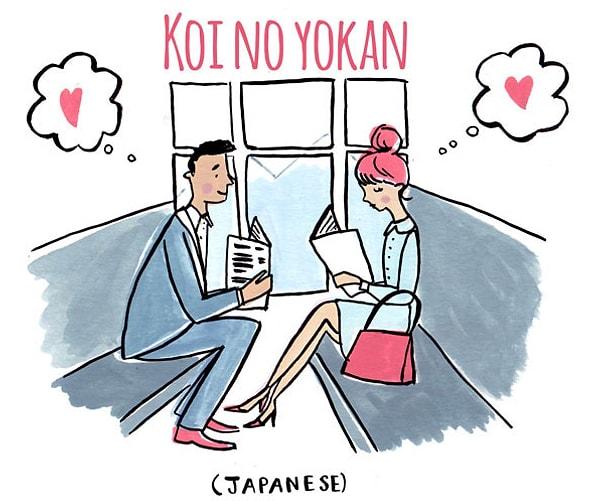 5. Koi No Yokan (Japonca) : Yeni tanıştığınız biriyle ömür boyu birlikte olmanın kaderiniz olduğunu düşünme durumu.