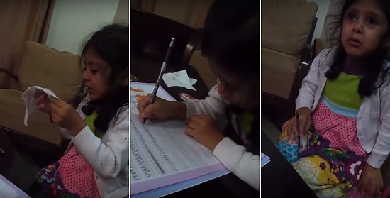 İsyeannn!!! Ödev Yapmak İstemeyen Sevimli Minik Öğrenci