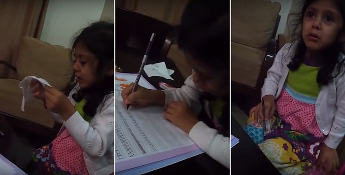 İsyeannn!!! Ödev Yapmak İstemeyen Sevimli Minik Öğrenci