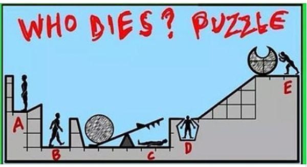 2. Sırada görsel zekanı test eden bir soru var. Sence bu puzzle'da kimler ölür?
