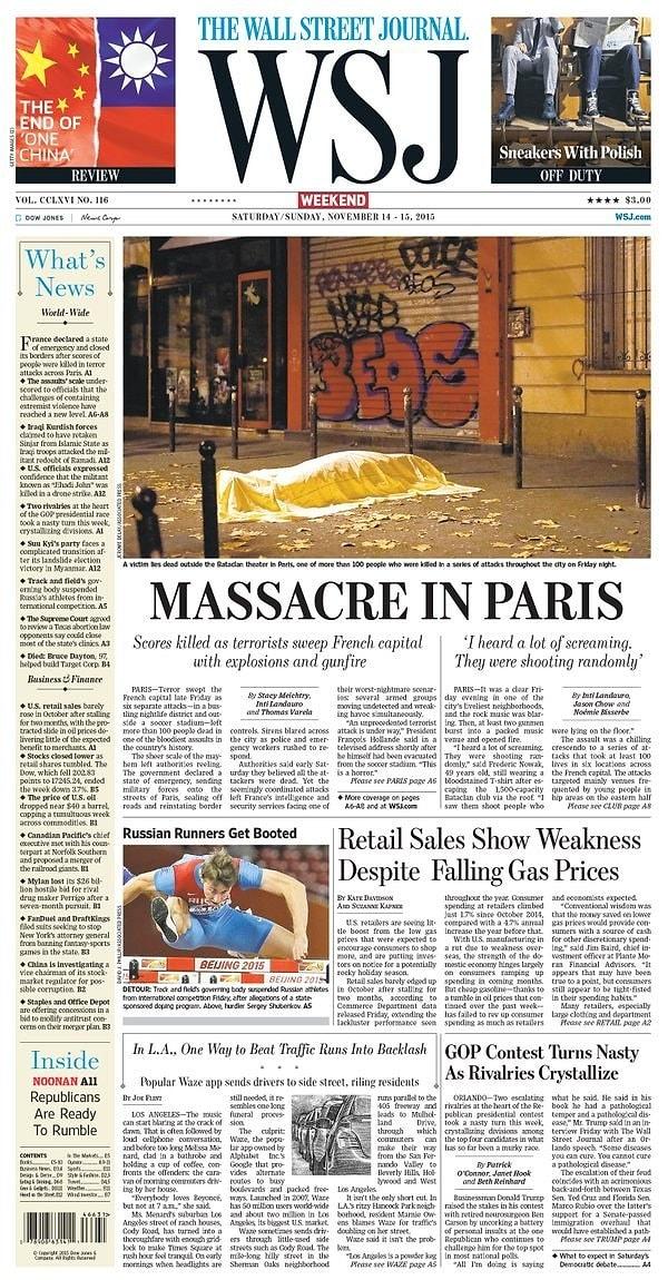 13. The Wall Street Journal (ABD): Paris'te Katliam