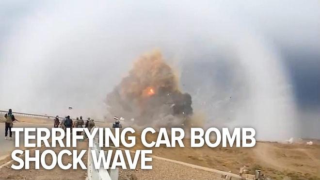 Bomba Yüklü Aracın Patlama Anında Çıkan Şok Dalgasının İnanılmaz Görüntüsü