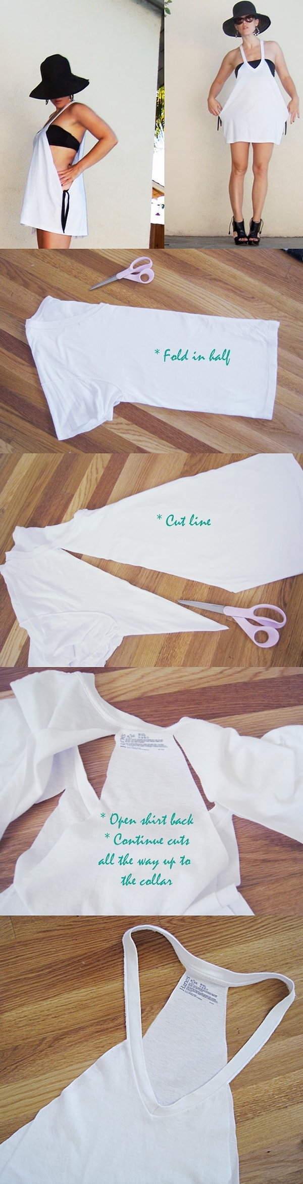 Старые широкие футболки могут послужить для создания парео, которое будет только у вас.