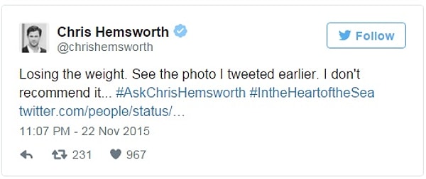 И он отметил в своем твиттере, что это было самой сложной частью съемок этого фильма.