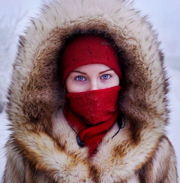 6. Dünyanın en soğuk köyü Oymyakon'dan bir kadın