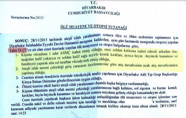 Ön otopsi raporu: Uzak mesafeden vuruldu