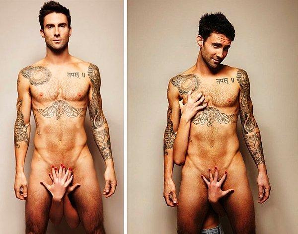 1. Gördüğünüz gibi, Adam Levine, dövmelerini göstermek için hayli iddialı bir fotoğraf çektirmiş