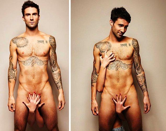 1. Gördüğünüz gibi, Adam Levine, dövmelerini göstermek için hayli iddialı bir fotoğraf çektirmiş