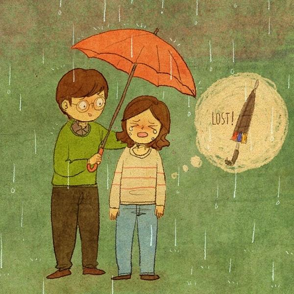 14. "Ne zaman yağmur yağsa şemsiyemi kaybetmiş oluyorum!"