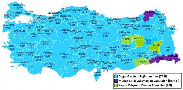16. Zaten Türkiye'de doğalgaz götürülen şehir sayısı 2014 yılı sonunda 74'e ulaştı.