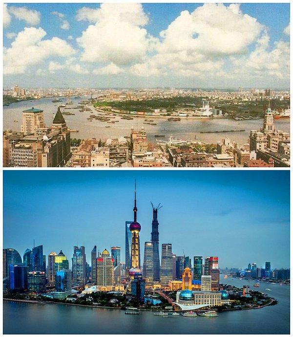 4. İnanması her ne kadar güç olsa da yukarıdaki fotoğraf Shanghai'ın 1990 yılındaki hali...