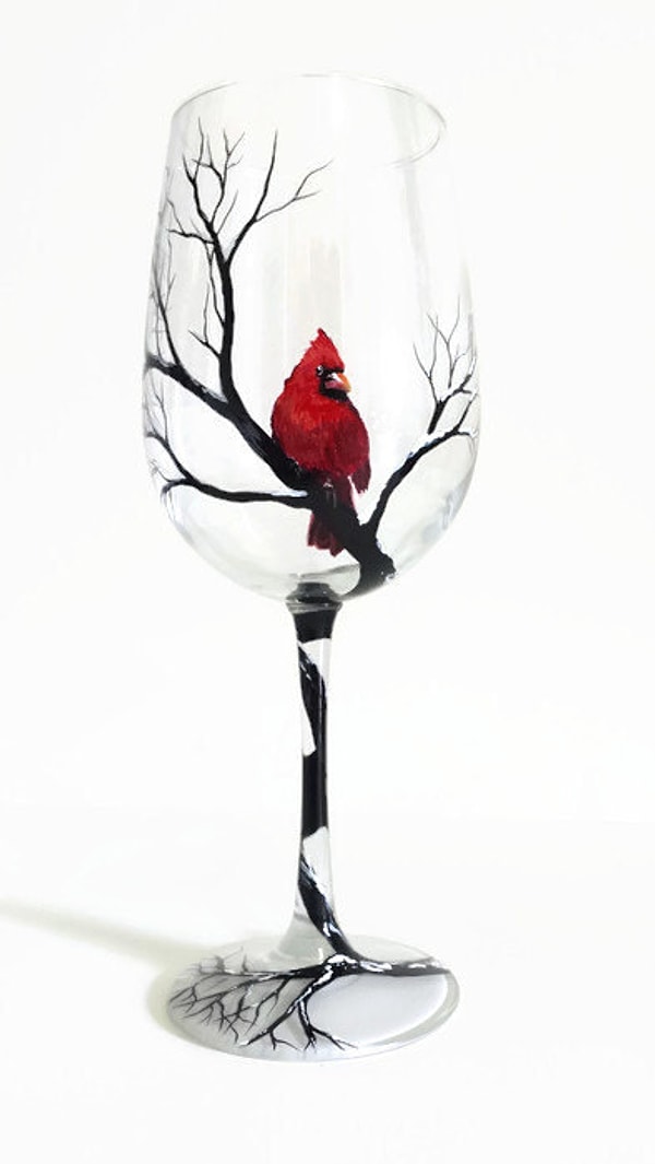 5. Фужер с зимним пейзажем.