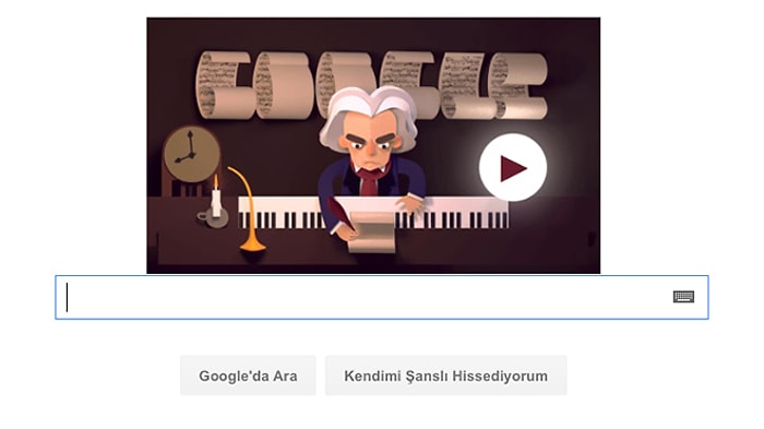 Google'dan Beethoven'a Özel Müzikli ve Oyunlu Doodle