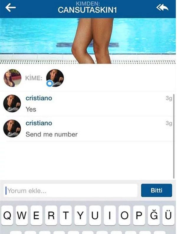 8. Christiano Ronaldo'nun Instagram DM'den, Cansu Taşkın'a mesaj atması ise sosyal medyada büyük espri konusu olmuştu.