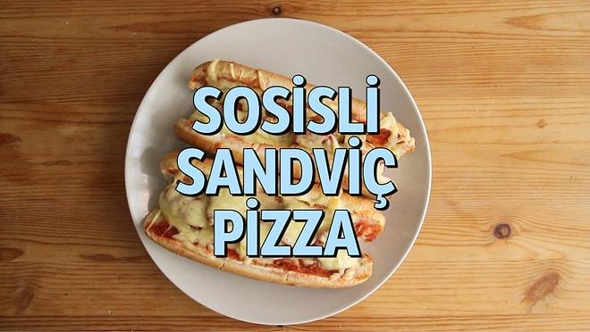 Bir Sosisli Sandviç Düşünün İçi Pizza Dolu!!