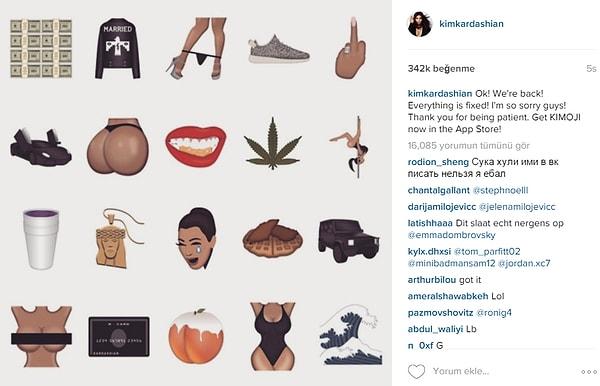 Kardashian, tamamen kendisinden esinlenilerek oluşturulan emojileri, dün Instagram hesabından takipçileri ile paylaştı.