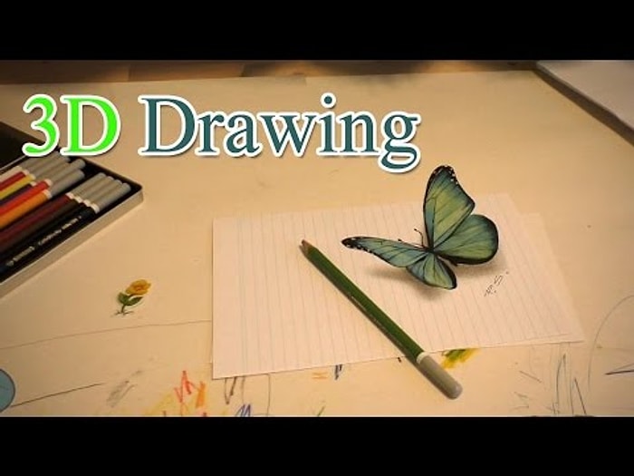 3 Boyutlu Kelebek Çizimi Karşısında Şaşkınlığını Gizleyemeyen Ufaklık