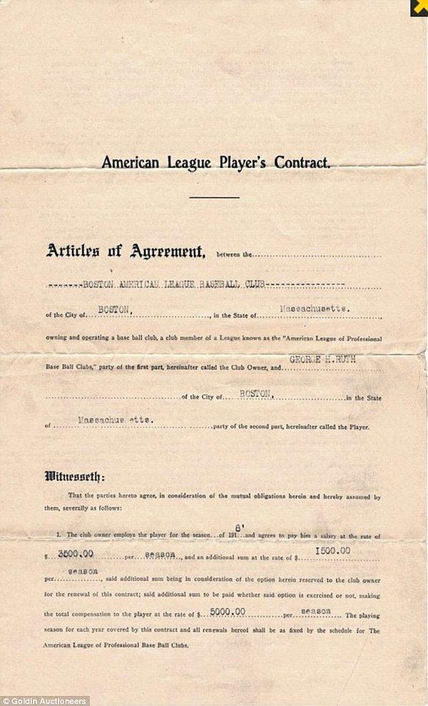 9. Babe Ruth'un Kontratı