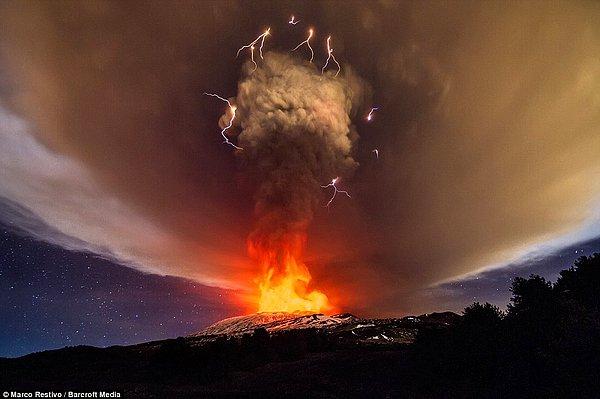 10. Etna Yanardağı'nın patlaması.