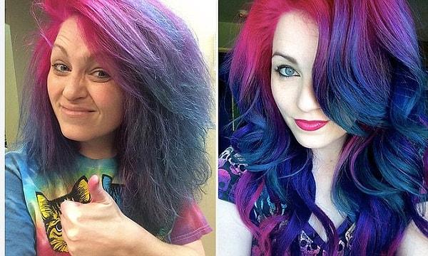 2. Saç stilisti Ursula Goff, ne demek istediğini daha iyi anlatabilmek için birkaç gün arayla çektiği selfie'leri paylaştı.