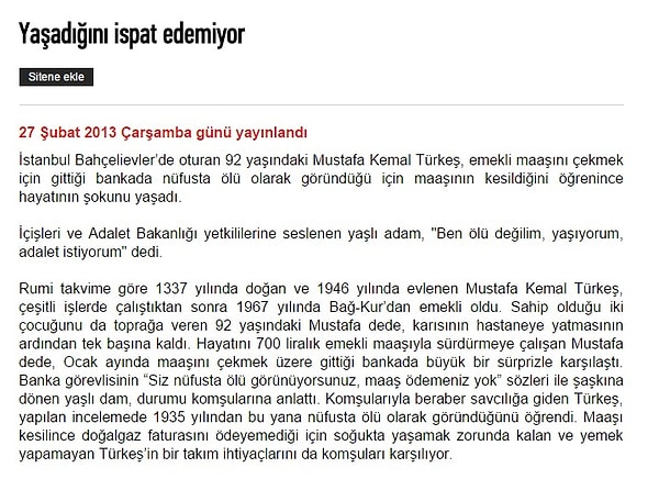 13. 92 yaşında yaşadığını ispat etmeye çalışmak da biraz şov bence....