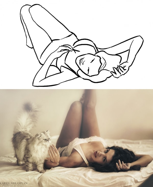 8. Поза с разными производными: меняя положение ног и рук, можно сделать совершенно непохожие друг на друга кадры.