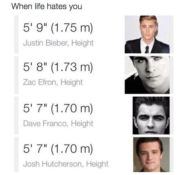 5. Все твои любимые актеры-красавчики ниже тебя 😒