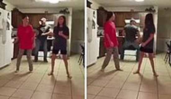 Танец двух сестер и папы-приколиста