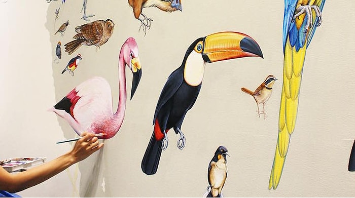 243 Modern Kuş Türünü Barındıran Dev Bir Duvar Resmi Yapan Sanatçıdan 22 Muhteşem Kare